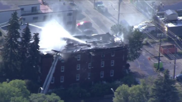 Firefighters were called to a blaze at a three-storey residential building in Edmonton's Old Strathcona neighbourhood on Saturday morning.