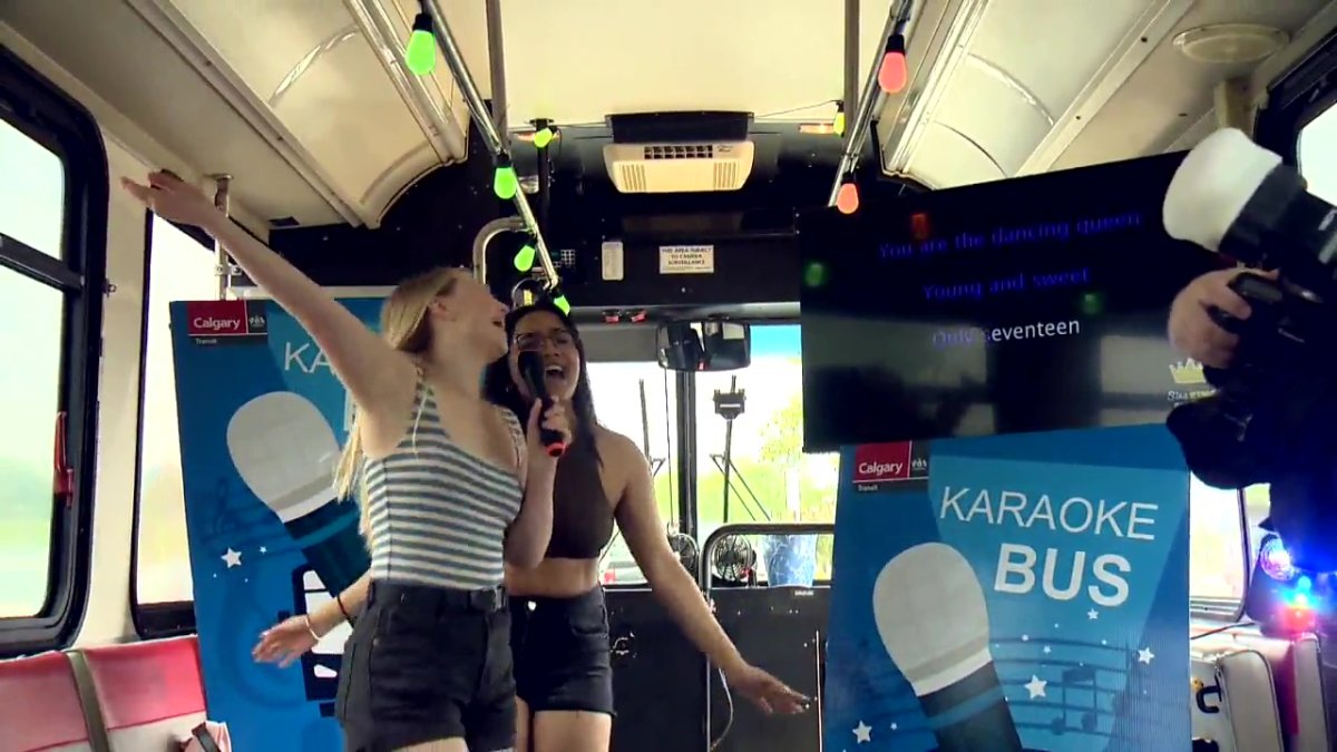 Calgary Transit unveiled its karaoke bus parked at Brentwood station on July 6, 2022 where riders could sing a tune in the decorated bus to entertain fellow transit users.