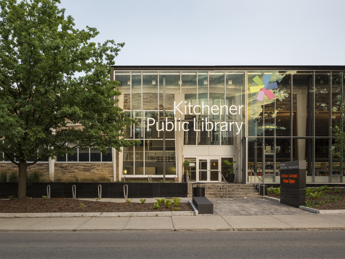 Kitchener Public Library's central library on Queen Street in Kitchener.