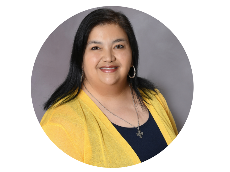 Mandy Gutierrez in a yellow cardigan.