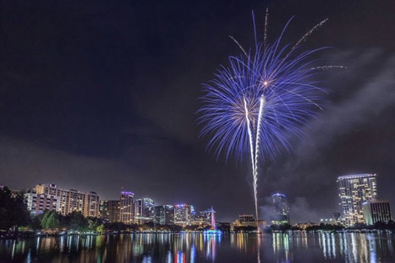 Fireworks are seen over Orlando in this undated photograph.