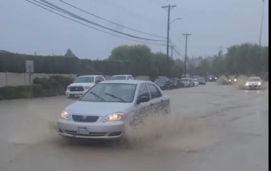 South Main Road in Penticton was flooded after flash rain on Monday.