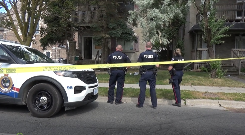 Peterborough police at the scene of a fatal shooting on July 2 on Park St. North. There have been three shootings in Town Ward in 2022 — two of them fatal.