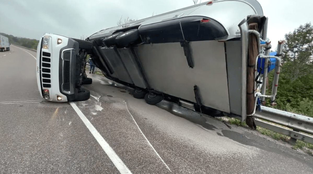 A Jeep towing a travel trailer crashed on Highway 401 on July 28, 2022.