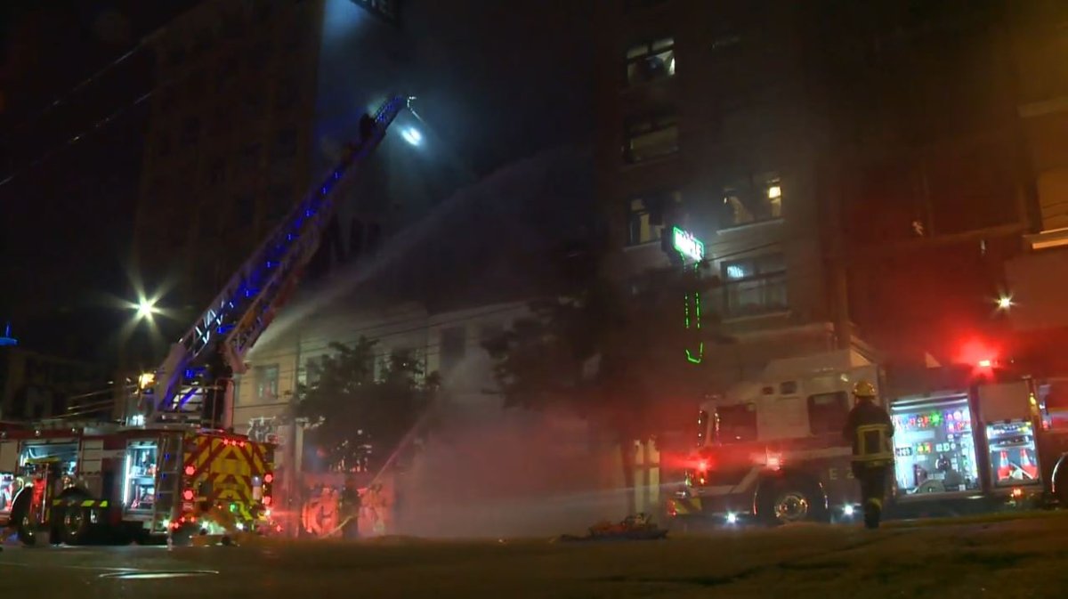 Vancouver Fire Rescue Services responded to a massive fire in downtown Vancouver on Wednesday night.