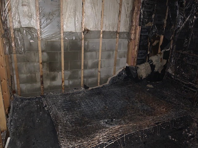 Fire damage at a townhouse complex