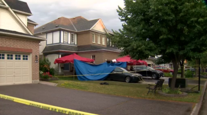 The scene of the fatal stabbing in Whitby on Thursday.