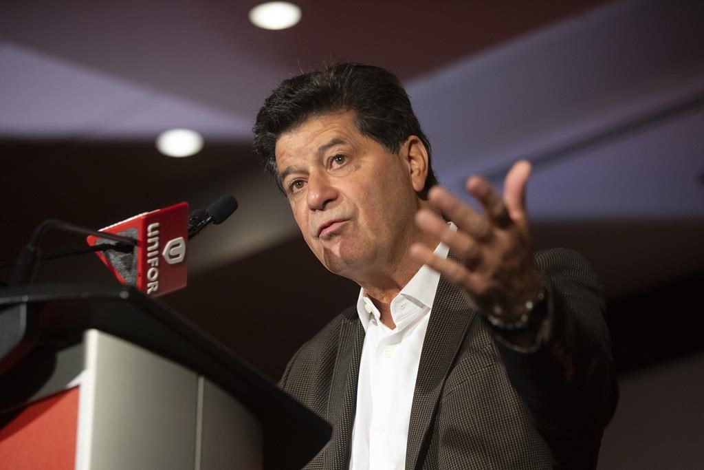 Former Unifor President Jerry Dias takes a question from a journalist after announcing a three-year labour agreement with the Ford Motor Company at a news conference in Toronto on Tuesday, September 22, 2020.