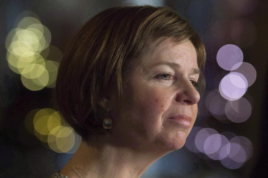 Sheila Malcolmson speaks with the media, in Ottawa on Thursday, Nov. 30, 2017. Substance users with serious mental health issues in Nanaimo, B.C., are expected to have access to so-called complex-care housing that would offer services like addiction medicine, social workers and education on overdose prevention. THE CANADIAN PRESS/Adrian Wyld.