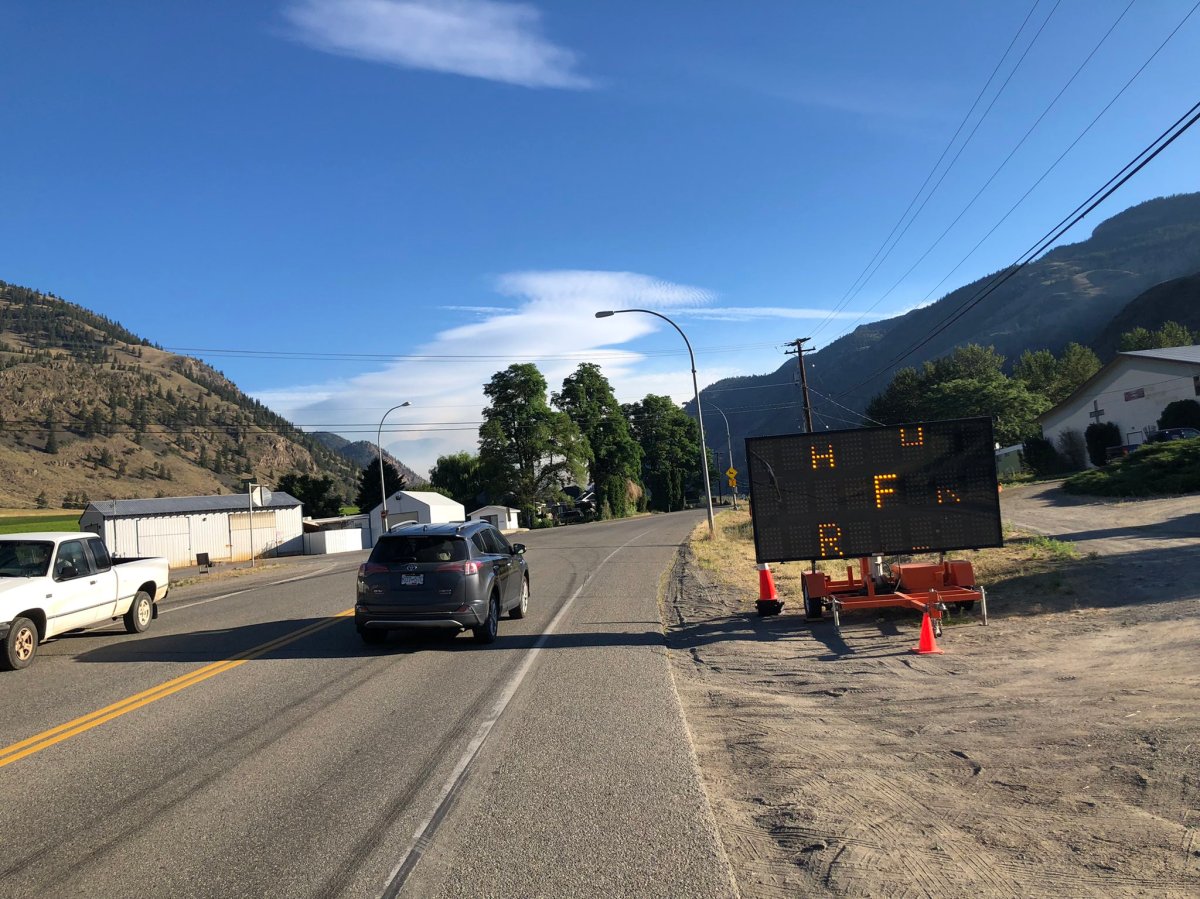 Hwy 3-A between Keremeos and Penticton has now reopened with restrictions (no stopping) — after an encroaching wildfire shut down the stretch yesterday afternoon.
