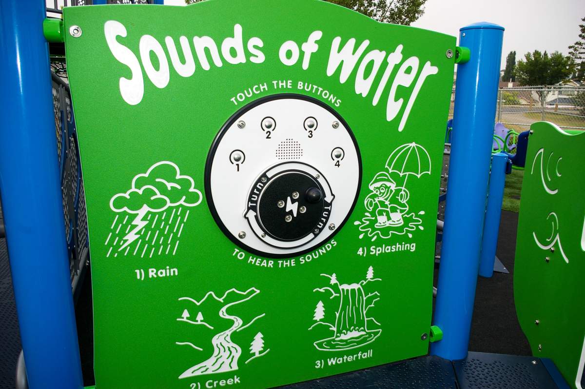 A sensory board at one of the 10 new inclusive and accessible playgrounds now available for use around the city as of Aug. 3, 2022.