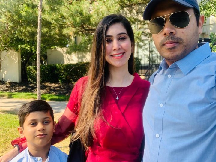 Ayesha and Umair Hashmi with their son, Arham.