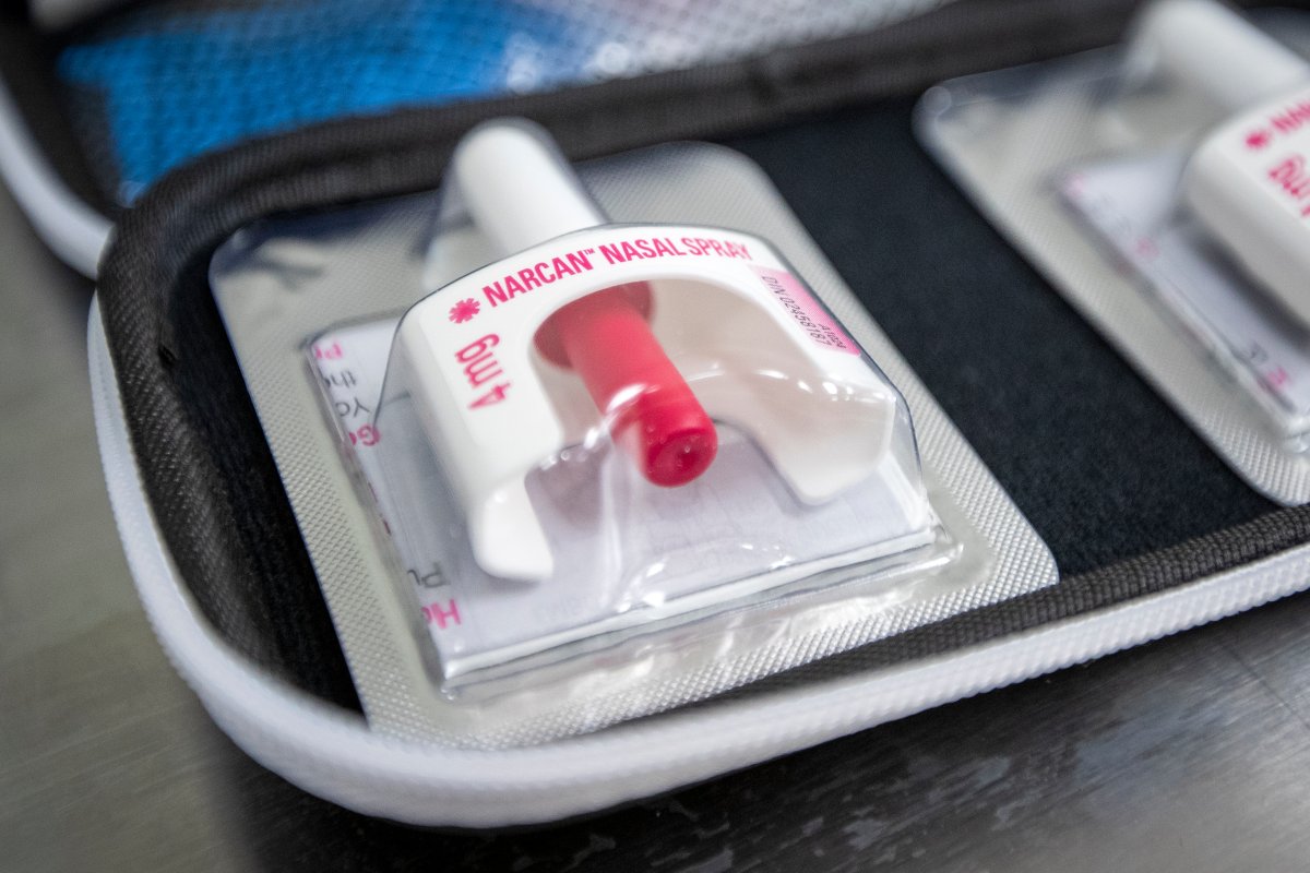 A Naloxone overdose prevention inhaler pictured at a pharmacy in Kingston, Ontario on Saturday, January 23, 2021. THE CANADIAN PRESS IMAGES/Lars Hagberg.