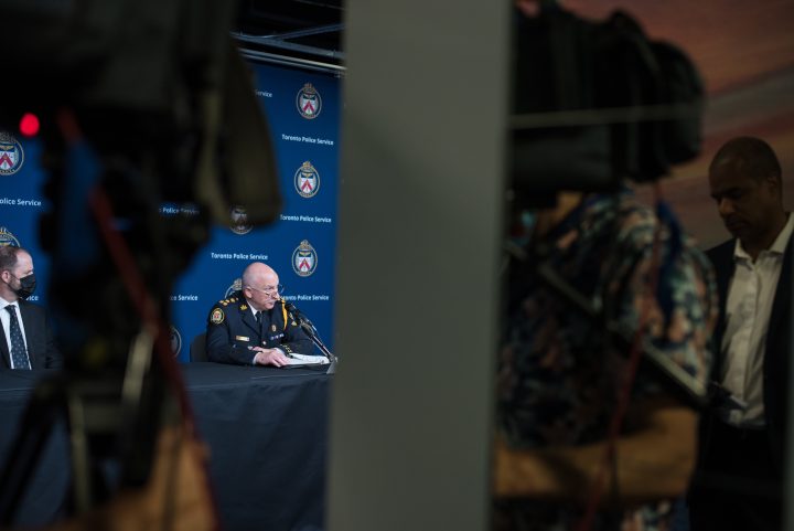 Chief James Ramer of the Toronto Police Service speaks during a press conference releasing the 2020 race-based data, at police headquarters in Toronto on Wednesday, June 15, 2022.  