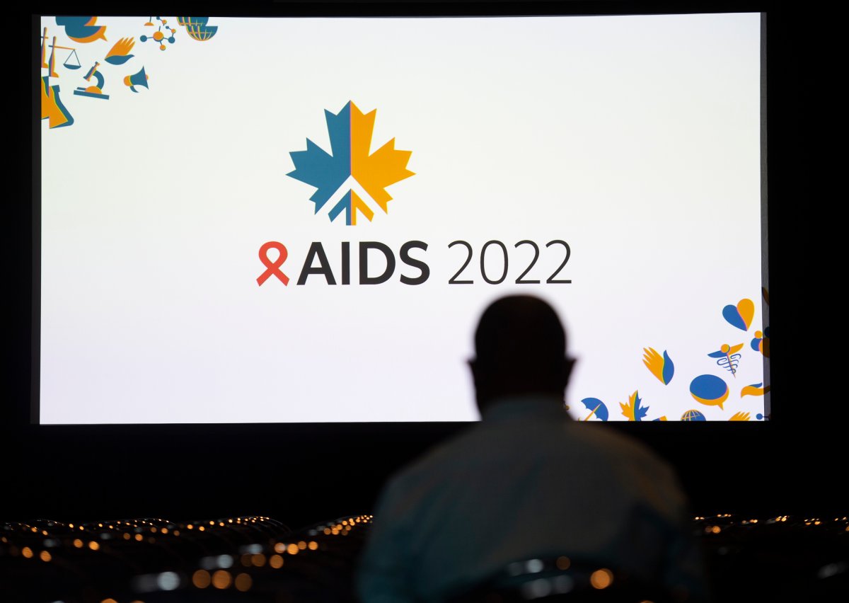 A man attends the AIDS 2022 conference in Montreal, Monday, August 1, 2022.