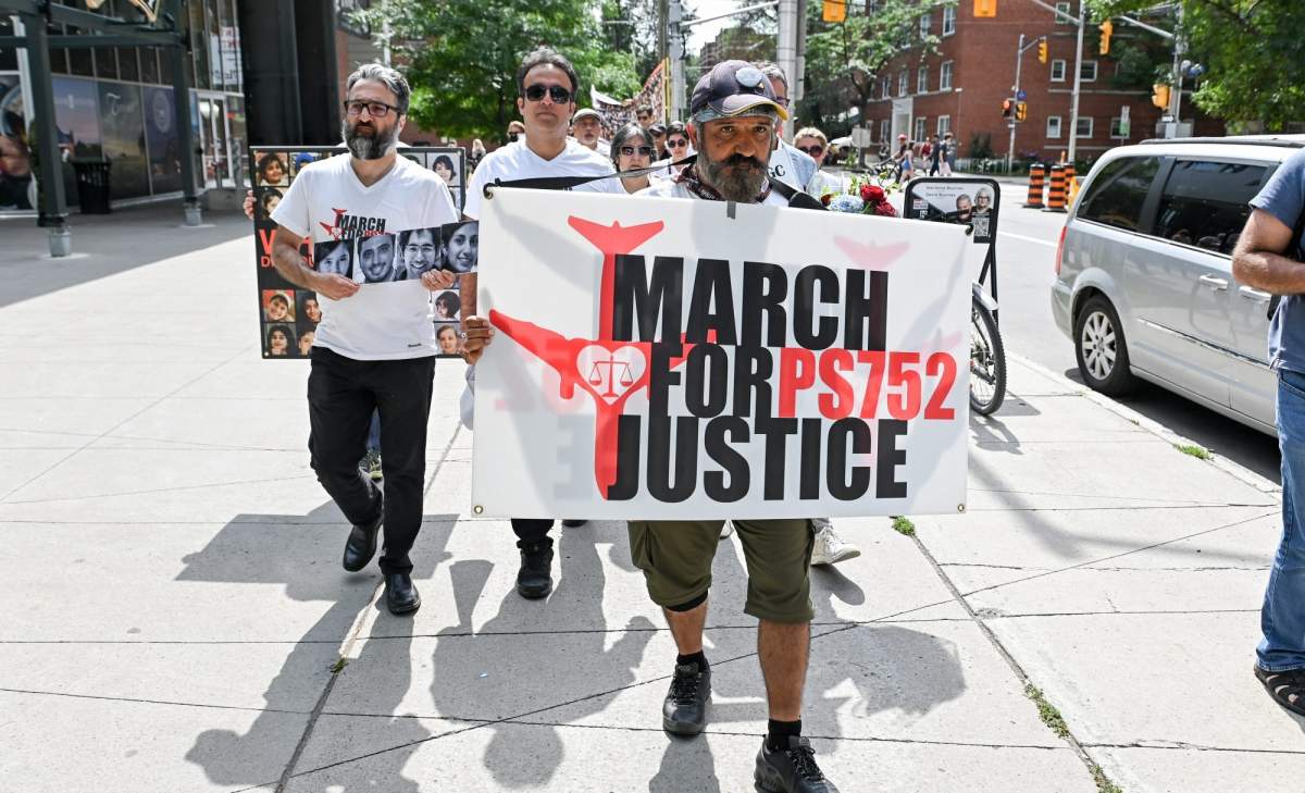 Mehrzad Zarei, father of passenger killed when Iran shot down Ukraine International Airlines Flight PS752, at demonstration in Ottawa, Aug. 25, 2022.