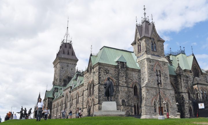 A view of the Canadian Parliament east block building in Ottawa, Ontario on July 29, 2022. 
