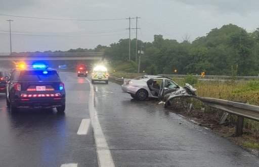Police say one person is dead and another is injured after a collision along Highway 403.
