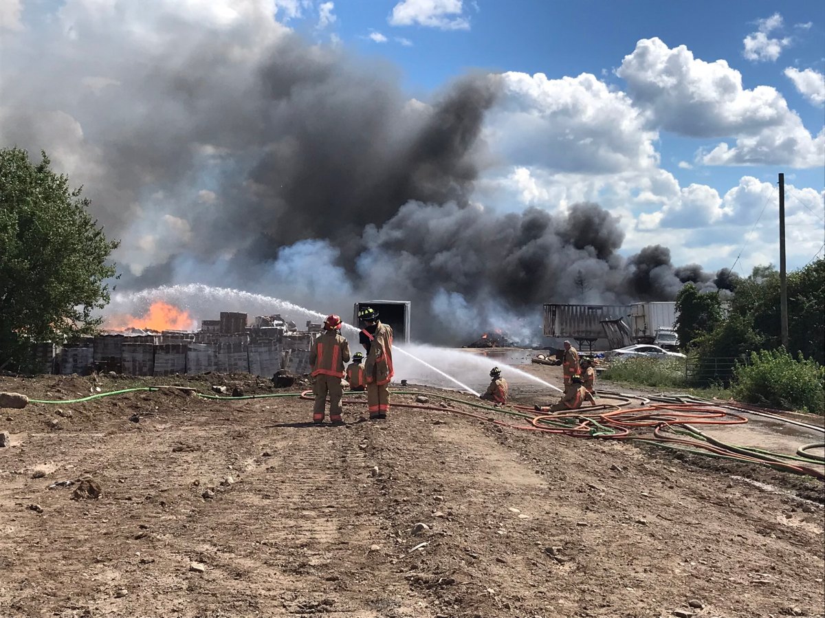 Hamilton firefighters battled a large blaze in Flamborough on Thursday afternoon.