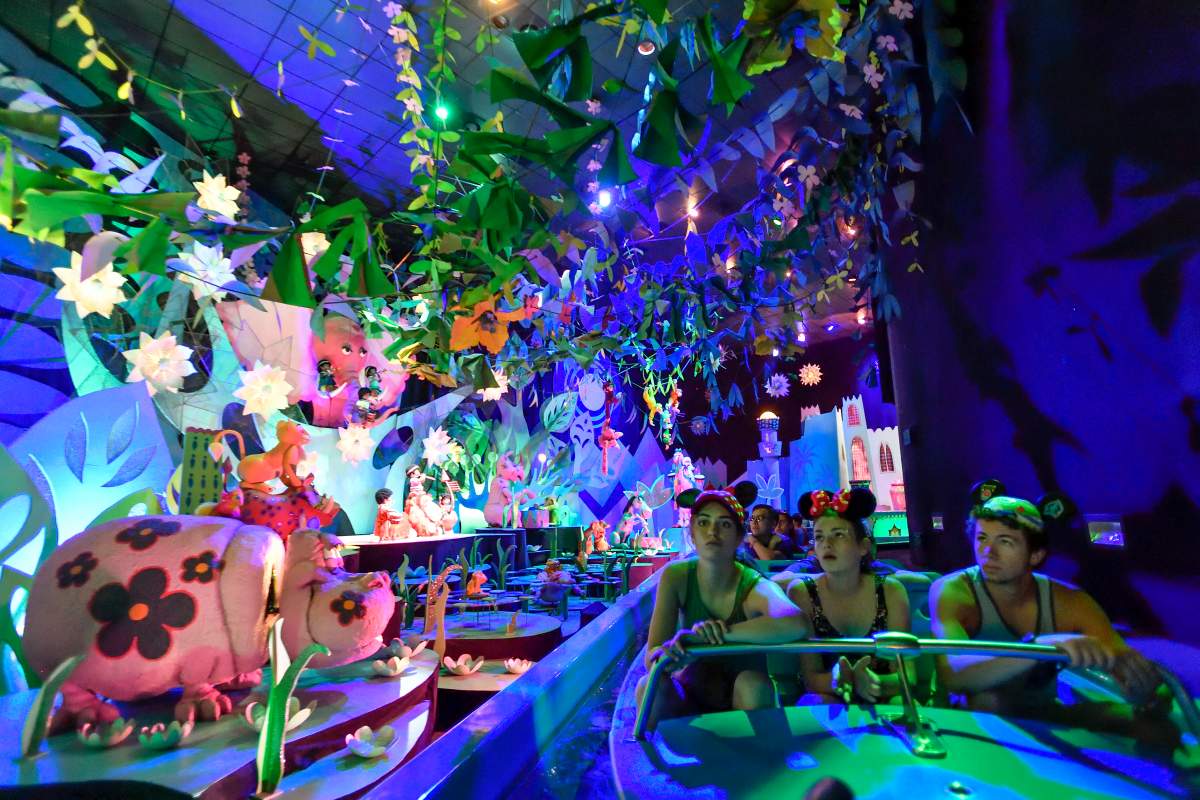 Guests in boats ride "It's a Small World" in Fantasyland at Disneyland in Anaheim, California, on Wednesday, June 28, 2017. 