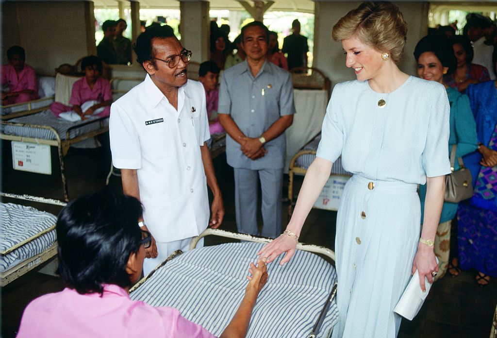 Diana, Princess of Wales meets a leprosy patient at Sitanala Leprosy Hospital in Jakarta, Indonesia .