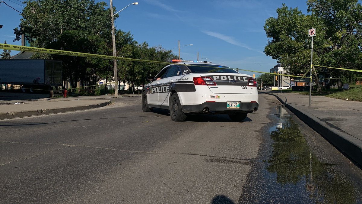 Higgins Street closed off between between Austin and Main Street as Winnipeg police investigate a serious assault. Aug, 17, 2022. 