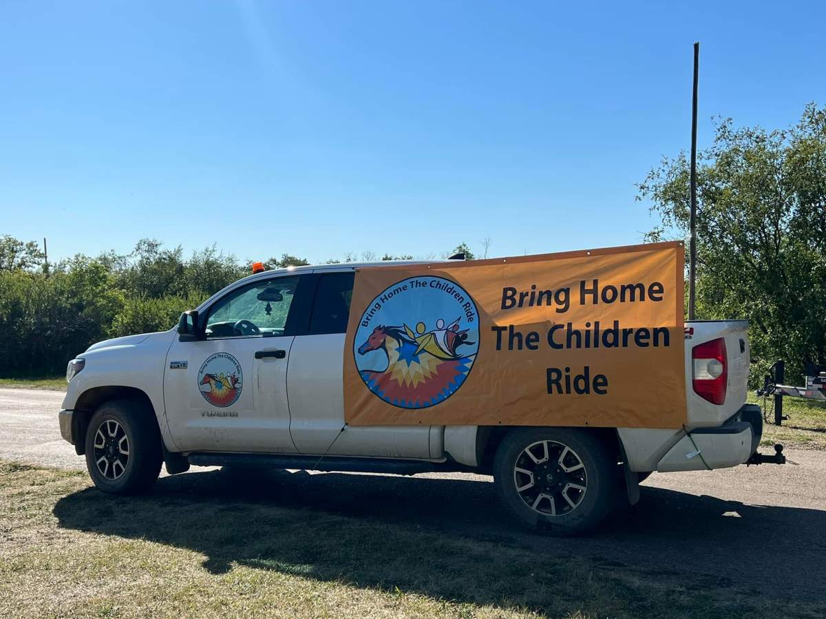 Vehicles follow the team of riders throughout the 10 day journey.