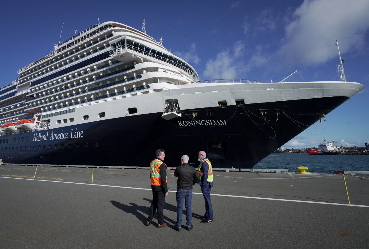 File photo. The Holland America cruise ship Koningsdam, seen here at dock in Victoria, B.C., on Saturday, April 9, 2022.