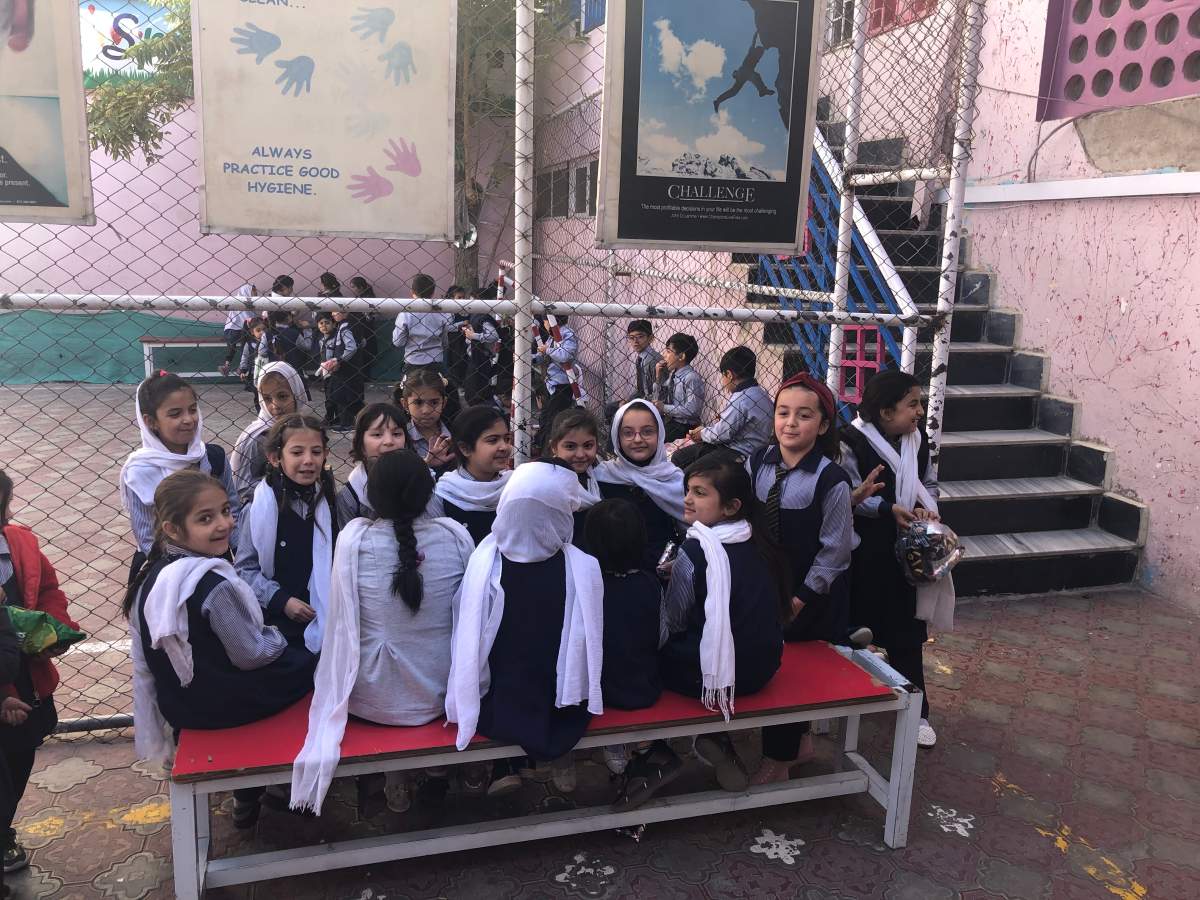 Girls at a primary school in Kabul. The Taliban has banned girls from secondary school.