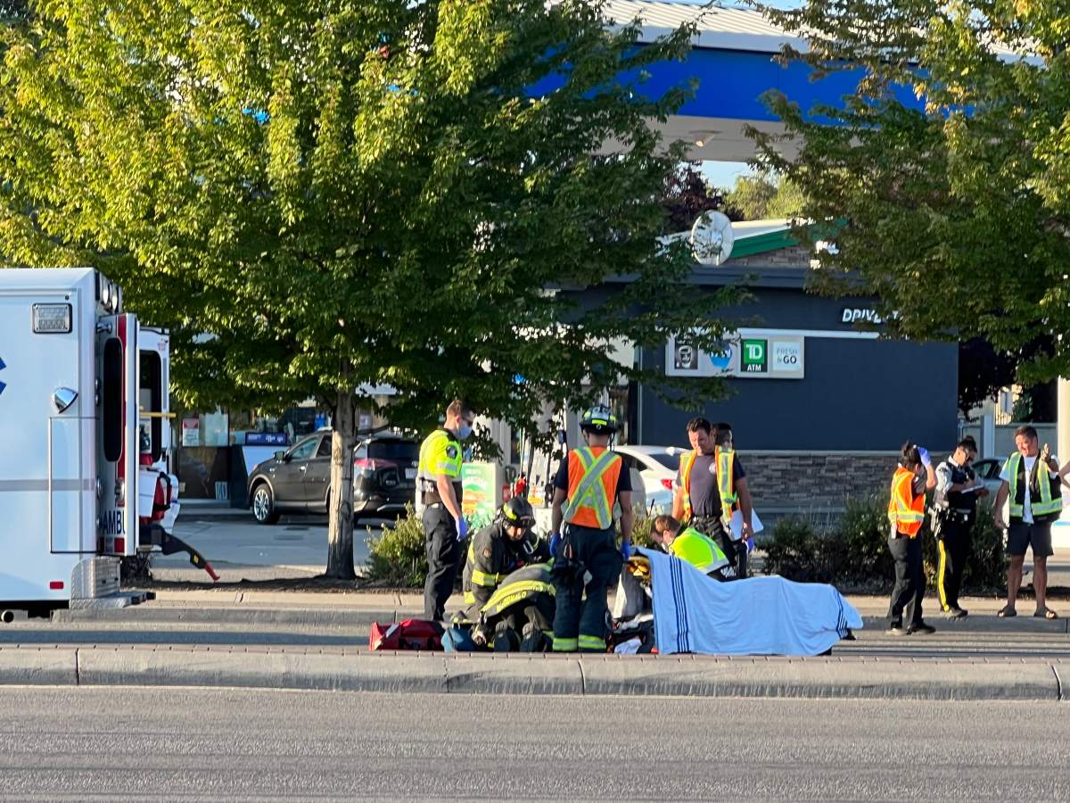 A man was injured on Wednesday morning while he was trying to cross Highway 97.