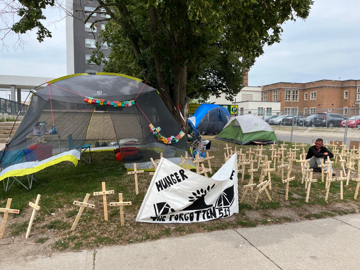 Dan Oudshoorn's campsite as seen on day two of the outreach worker's hunger strike for The Forgotten 519.