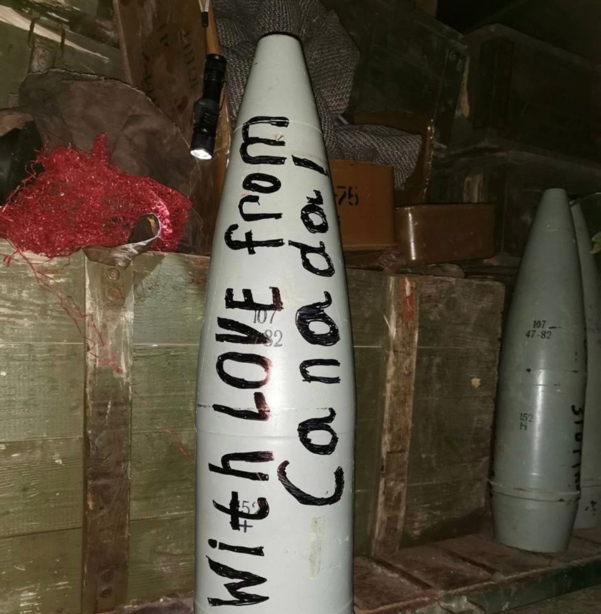 Ukrainian rocket with a message paid for by a Canadian donor.