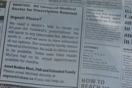 doctor newspaper ad