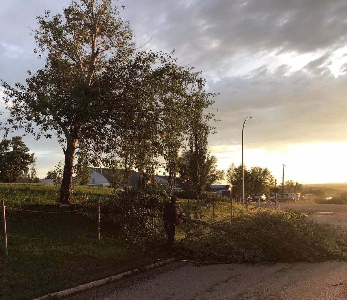 The storm rolled through Monday evening, as rain and wind hit the town of Kerrobert, Sask.