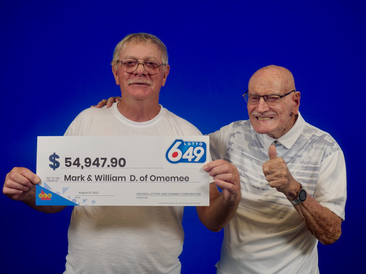 A father and son from Omemee, Ont., shared more than $54,000 in a recent Lotto 6/49 draw.