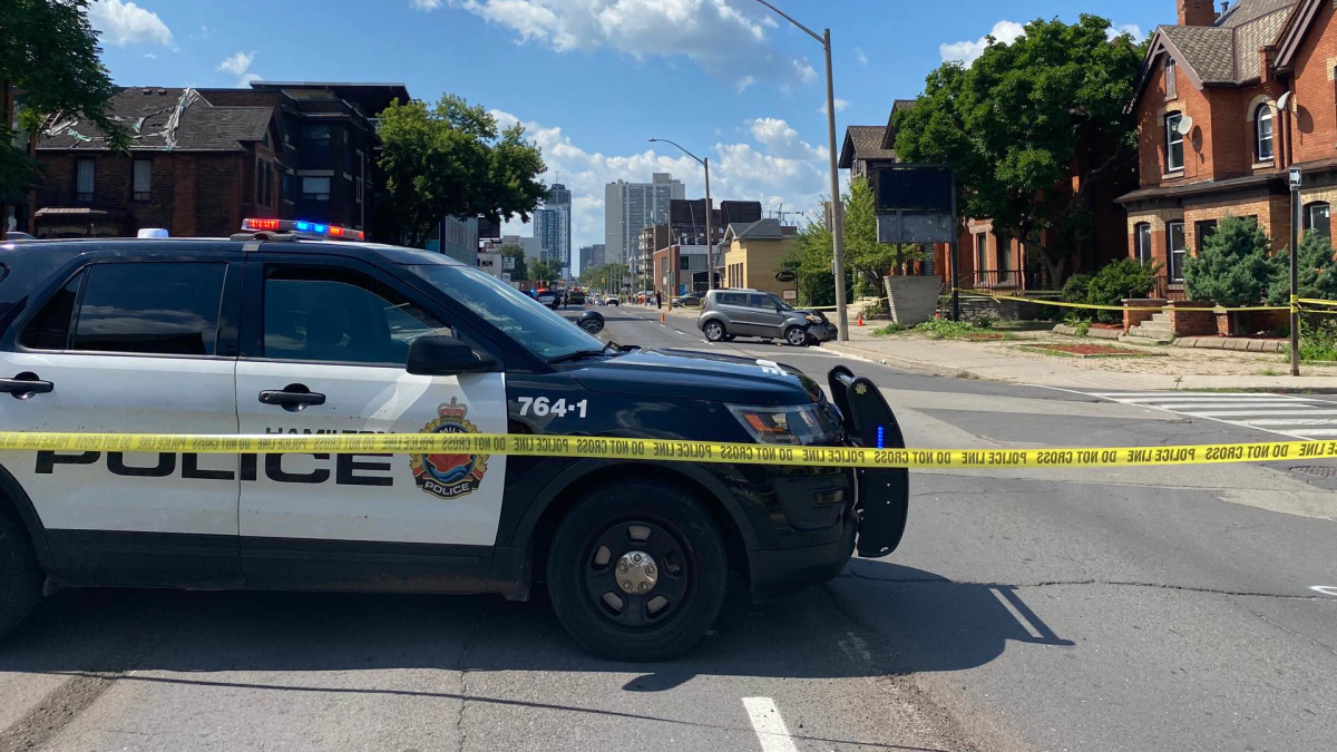Hamilton Police investigating a serious motor vehicle collision on Main Street East at Tisdale Aug. 25, 2022.
