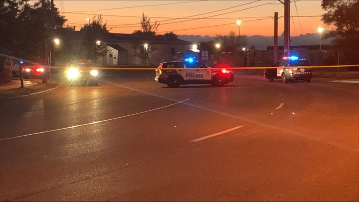 Police at the scene of a motorcycle crash in Toronto's west end on Sunday.