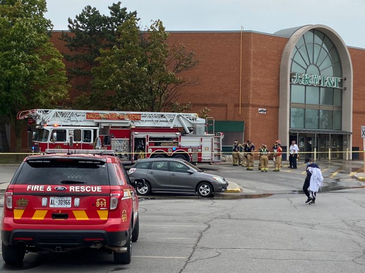 The scene at Promenade Mall on Thursday after a fire broke out.