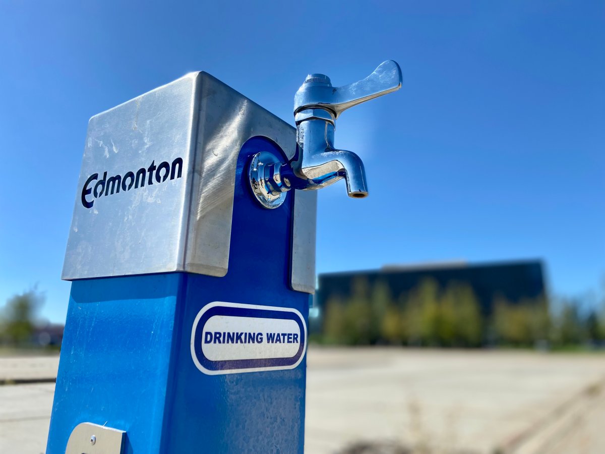 A City of Edmonton water bottle filling station at the Mill Woods Transit Centre Thursday, Aug. 18, 2022.