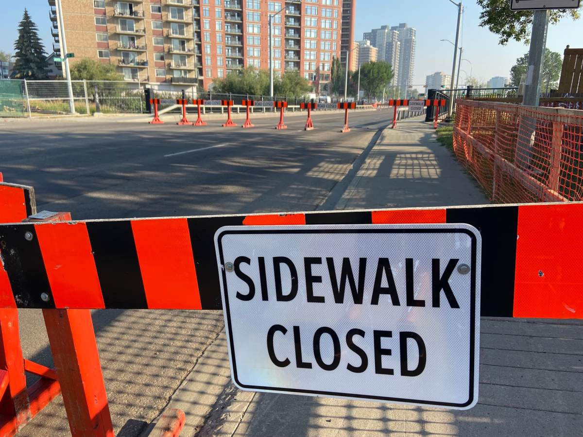 Jasper Avenue between 90 and 91 Street closed Monday, Aug. 22, 2022 for replacement of the Latta Bridge. The section of roadway is expected to be closed until fall 2023.