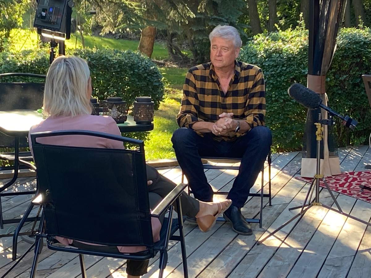 Global Edmonton anchor Gord Steinke speaks with reporter Kendra Slugoski on his last day with the station before retirement. Wednesday, Aug. 31, 2022.