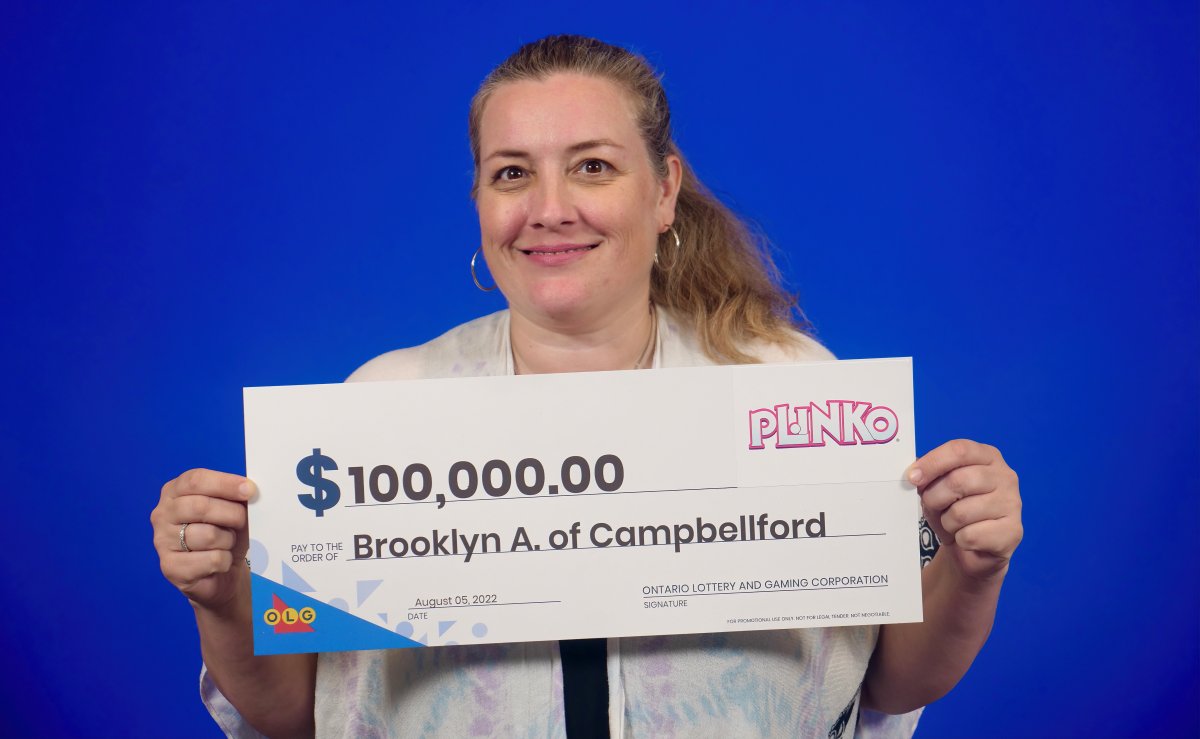 Brooklyn Allan of Campbellford claimed $100,000 on the OLG's Plinko scratch ticket game.