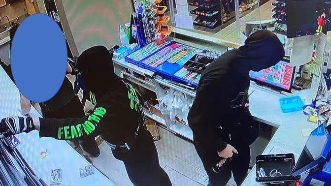 Niagara Police are still looking for three of four suspects connected with a Grimsby gas station robbery in which an employee was shot at during the Aug. 1, 2022 incident.