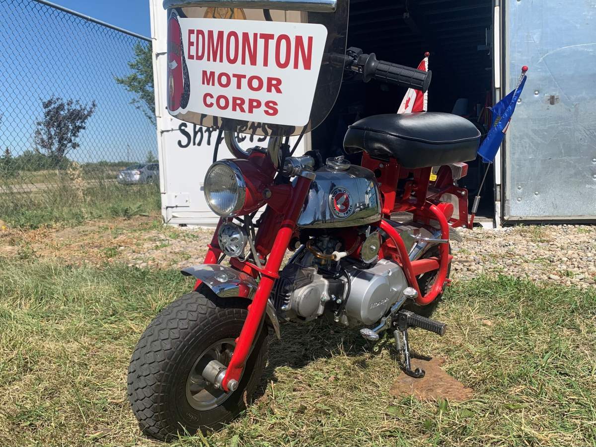 An Al Shamal Shrine Motor Corps. 1967 Honda Z50 monkey bike driven in parades across Alberta, in Edmonton on Thursday, August 18, 2022.