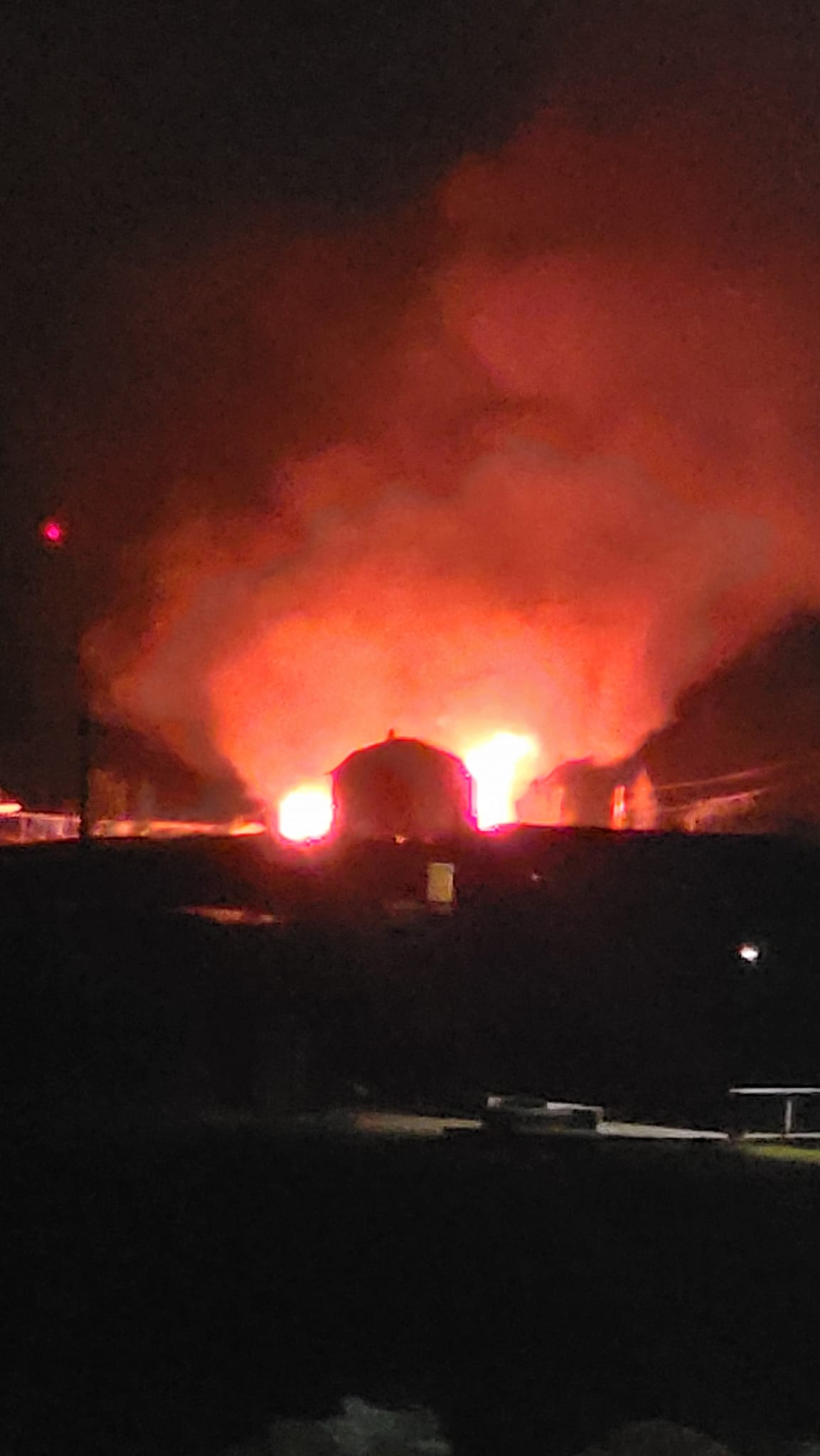 Fire destroyed a church in Fort Chipewyan, Alta., Thursday, Aug. 25, 2022.