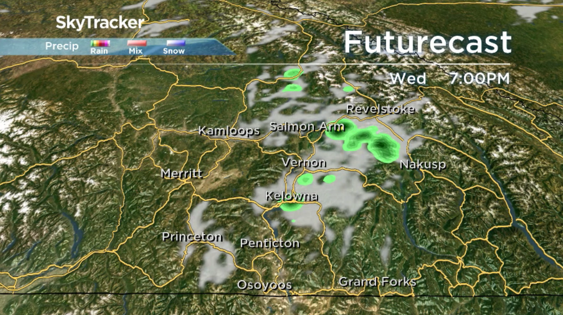 There is the slight chance of an isolated shower or storm on Wednesday afternoon.