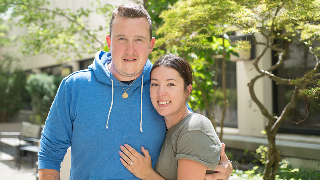 Newly engaged couple, Tyler Montgomery and Keverly, one year after Montgomery’s transplant.