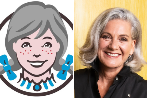 A split image shows the Wendy's mascot alongside a recent image of Lisa LaFlamme. Both have grey hair.