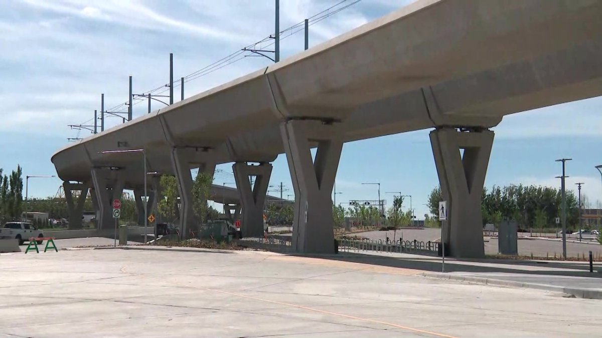 Elevated sections of Valley Line track near the Davies LRT Station in south Edmonton on Wednesday, Aug. 10, 2022.