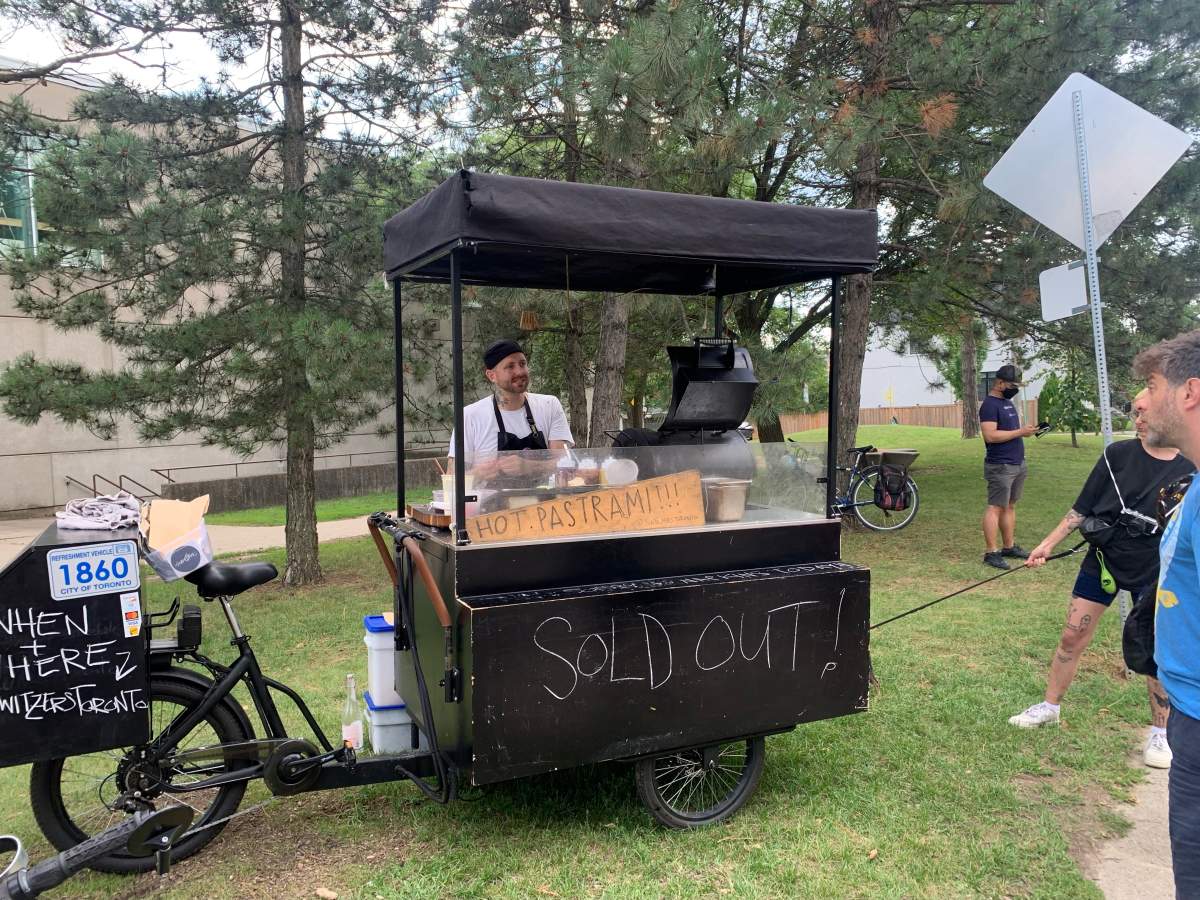 Alexander Dalgliesh-Switzer, owner of Switzers, a food cart in Toronto selling pastrami sandwiches.